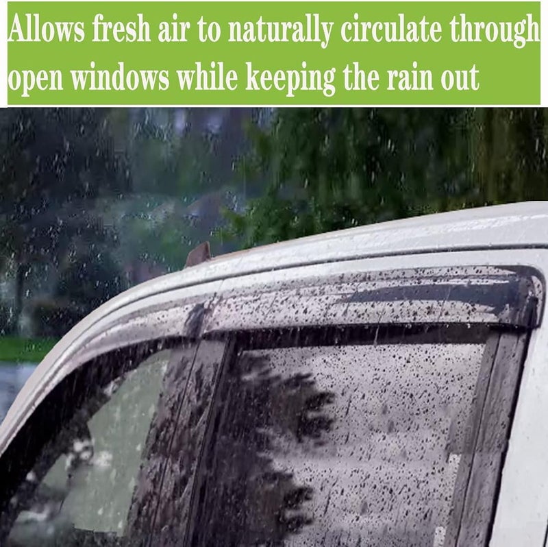 TONOYTIM حراس المطر لنوافذ السيارة، واقيات جانبية، واقيات ظل، واقيات ريح لسيارة فورد F150 سوبر كرو/كرو كاب 2004-2008، تناسب أيضاً لينكولن مارك LT 2006-2008، واقي شمس للسيارة، مجموعة 4 قطع 94443 - Image 4
